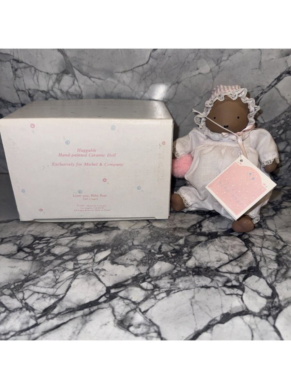 Vintage Michel & Company Love You Bebe Bear W Tag Brown Bear Pink Girl NEW